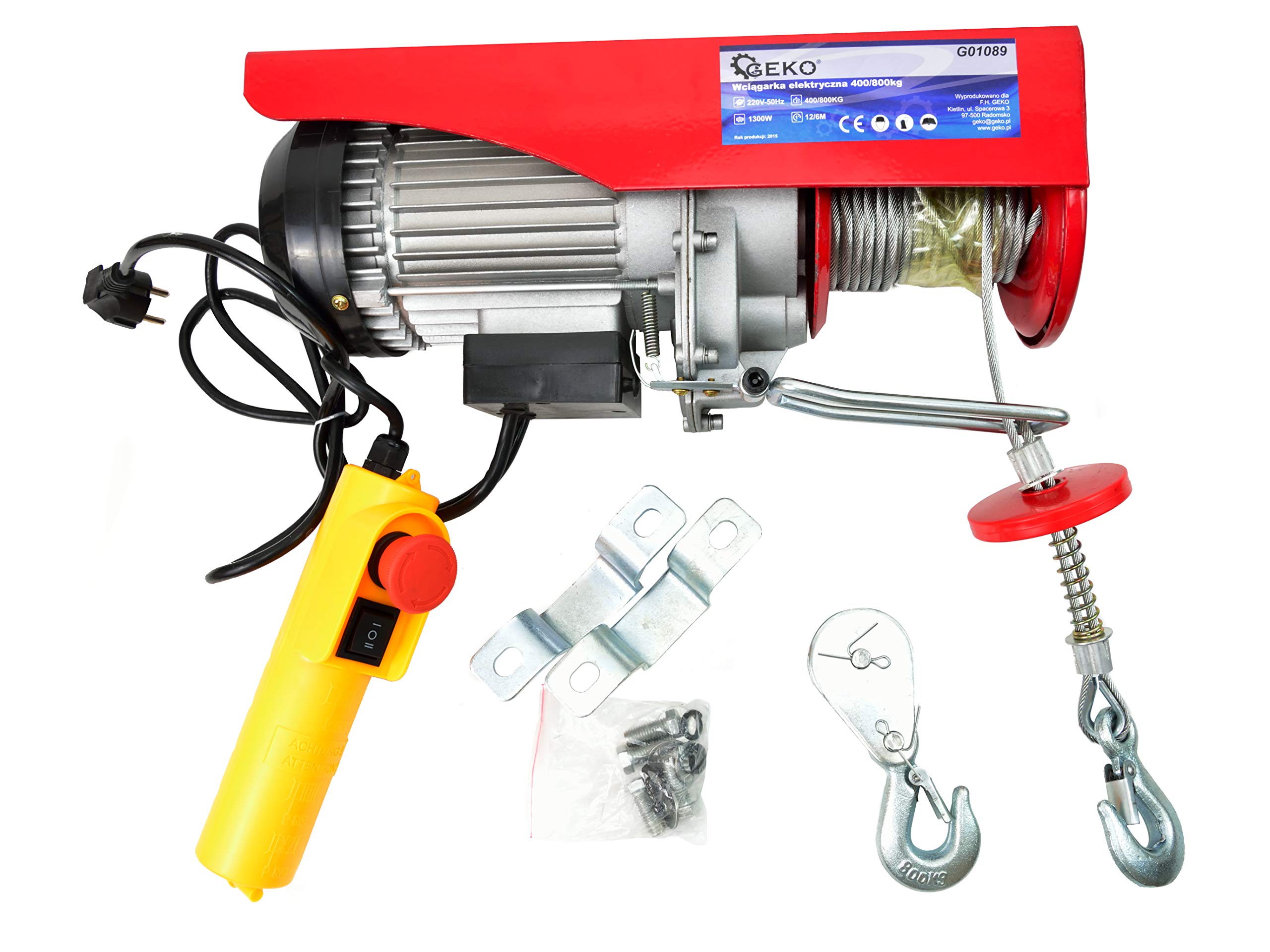 BSD Polipasto Eléctrico - Cabrestante Eléctrico para Taller - 1300W - 400/800kg - 12m