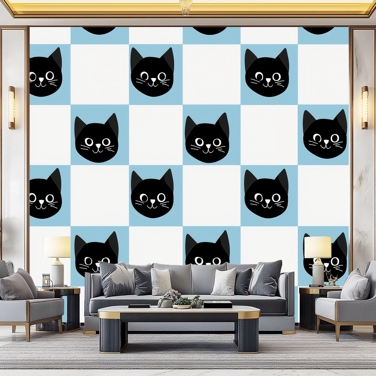 Décoration murale XXL intissée pour masquer les défauts d'un grand mur de séjour