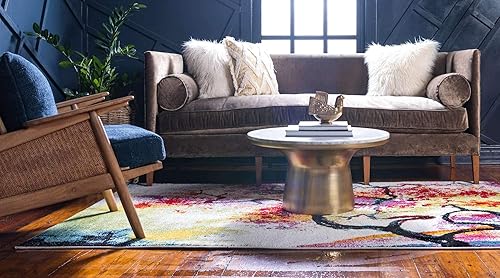 Miniatura 3 de Unique Loom colección Lyon - Alfombra abstracta y moderna, Polipropileno, Marfil  Rosa