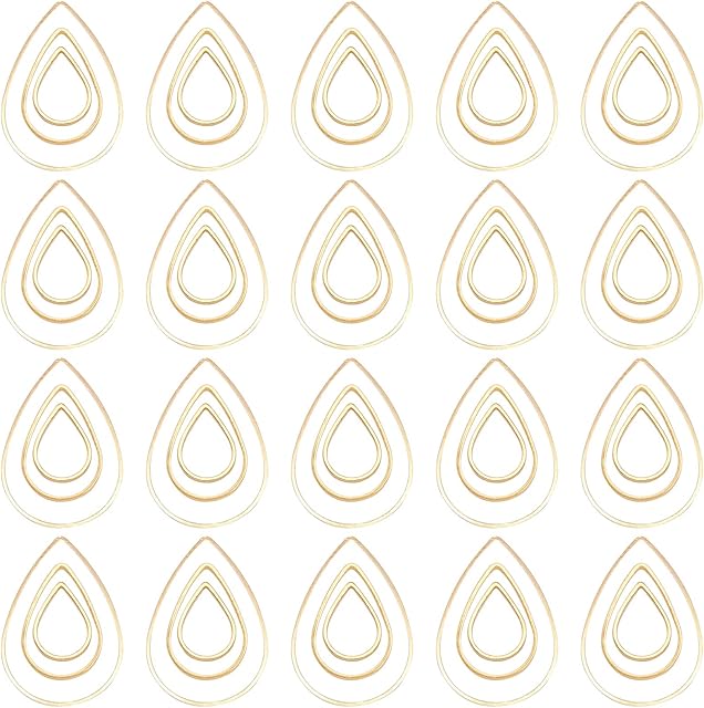 SUNNYCLUE 120pcs 3 Size Open Bezel Charms Connector Charms Earring Teardrop Pendant Frame for Earring Making DIY Jewelry Making Findings