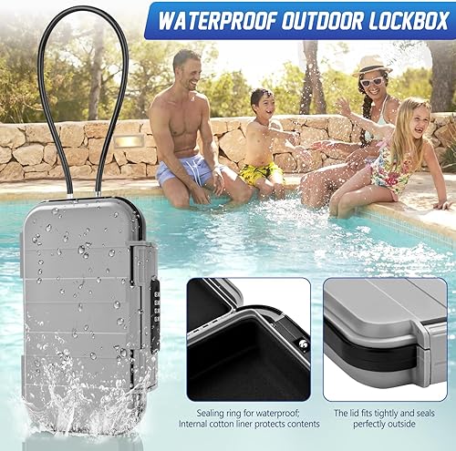 Miniatura 2 de Caja de seguridad portátil de viaje con combinación de 4 dígitos, mini caja de seguridad antirrobo, caja de seguridad para playa, impermeable,