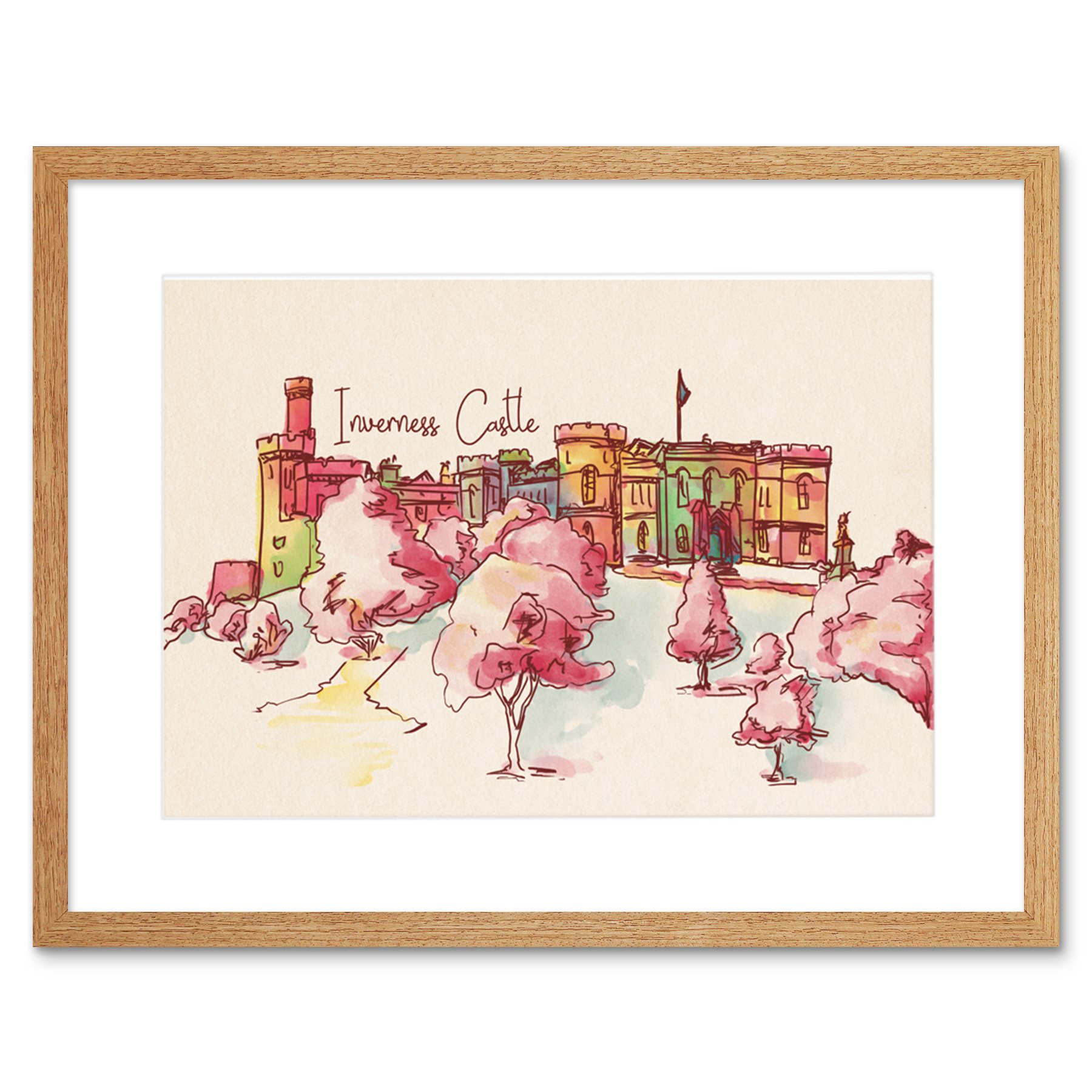 Wee Blue Coo Inverness Castle Highland Scotland Scottish Watercolour Framed Art Print