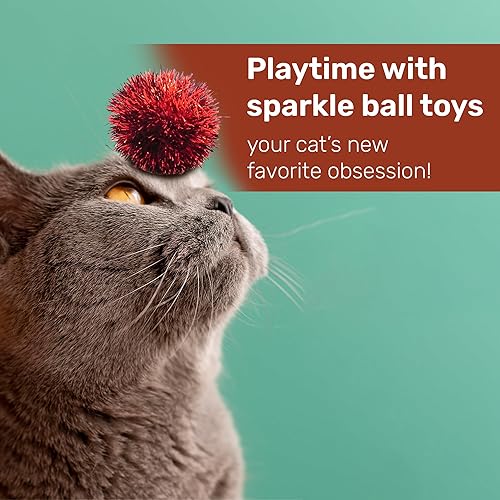 Miniatura 5 de Tuff Kitty Puff Kats' N Us - Juguete para gatos, tamaño pequeño, 1 pulgada, juguetes brillantes para gatos, colores surtidos con purpurina (paquete