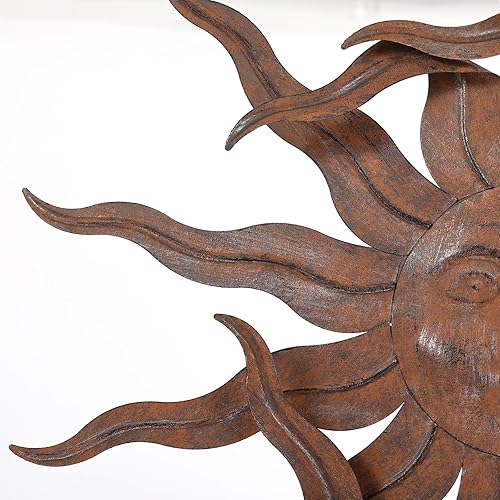 Miniatura 3 de Metal Sun Wall Art Decor 21" W Large Sunface Outdoor Decor