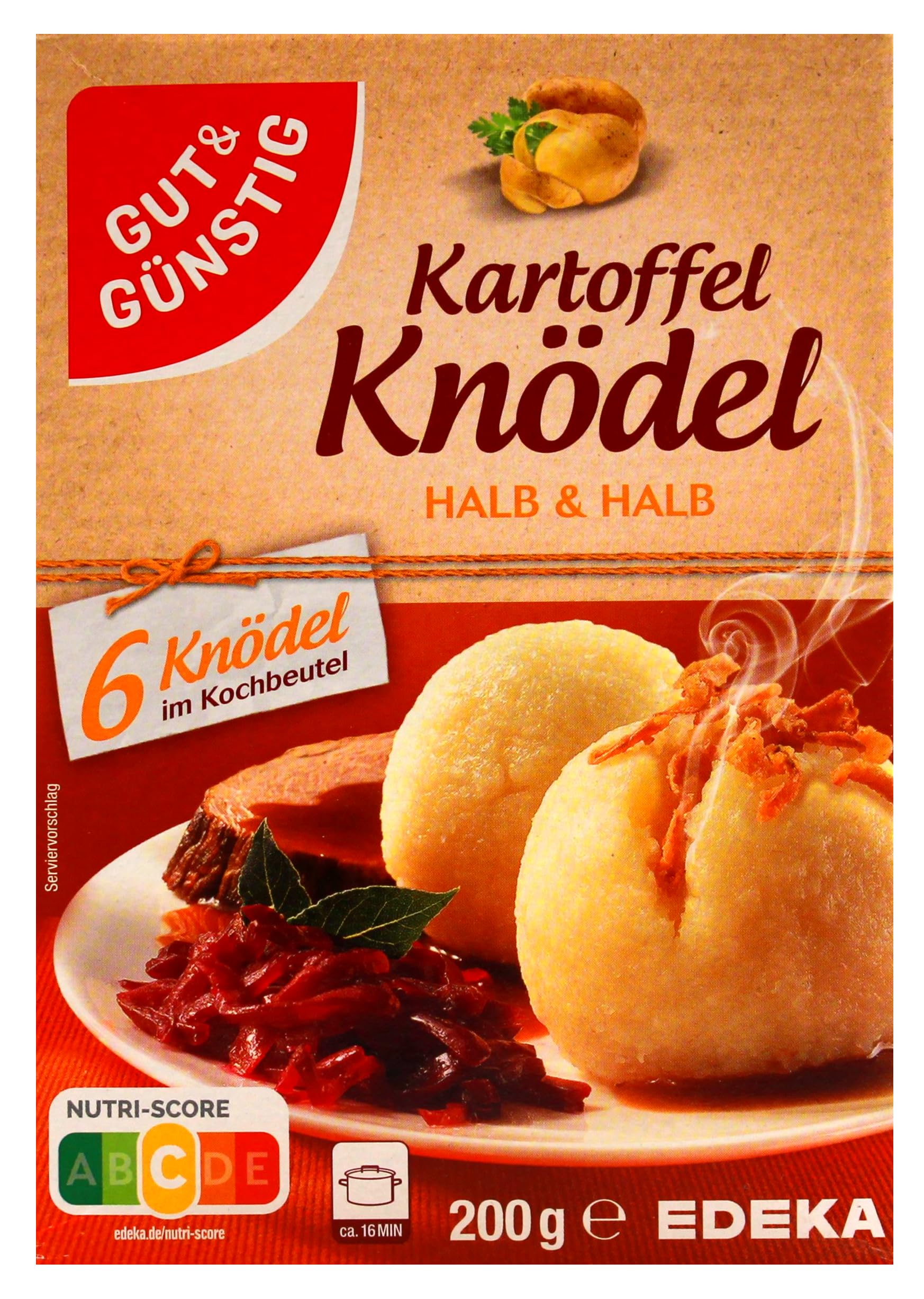 Gut & Günstig Kartoffel-Knödel halb & halb, 16er Pack (16 x 200g)