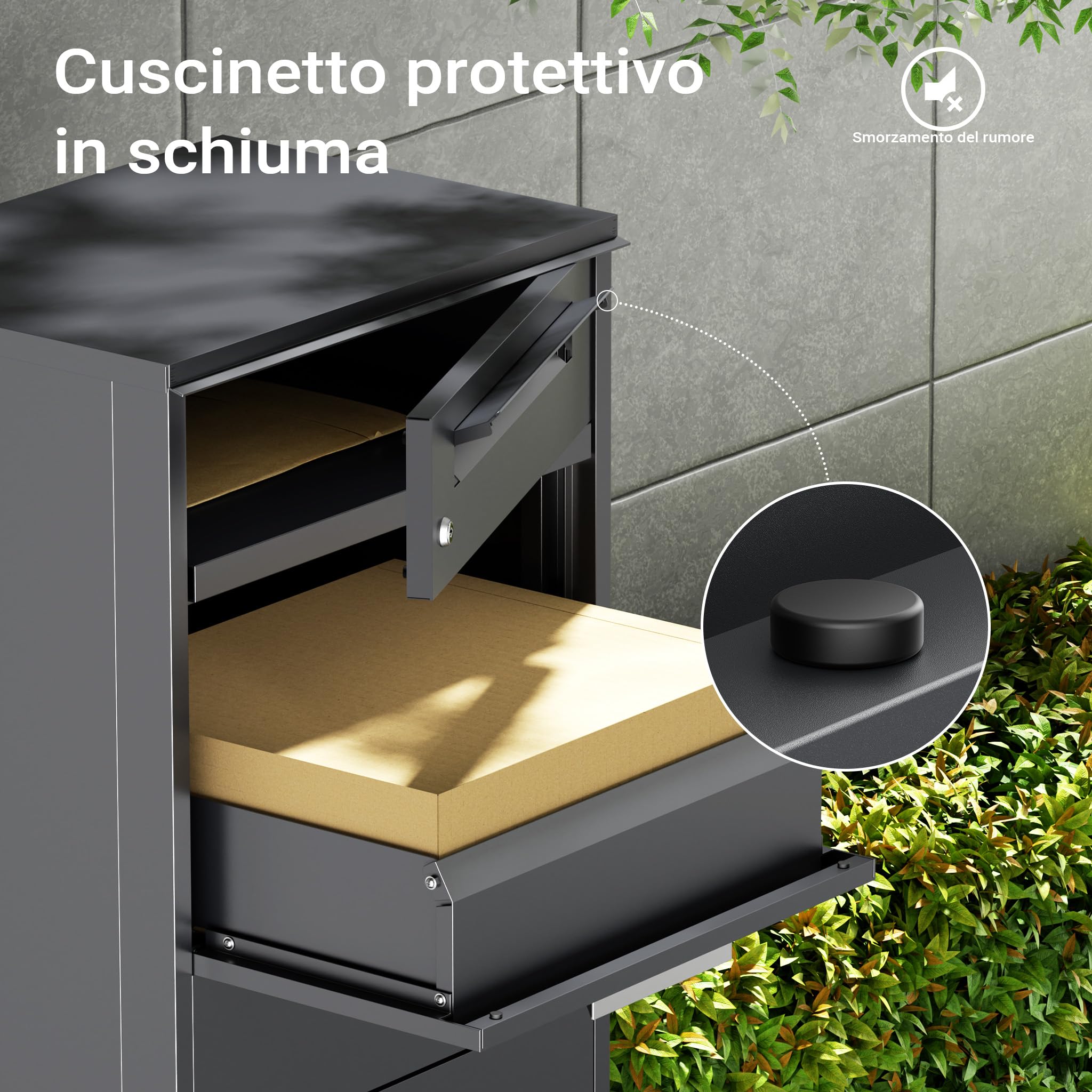Cassetta postale per pacchi antracite 500 x 370 x 1120 mm Portapacchi con serratura