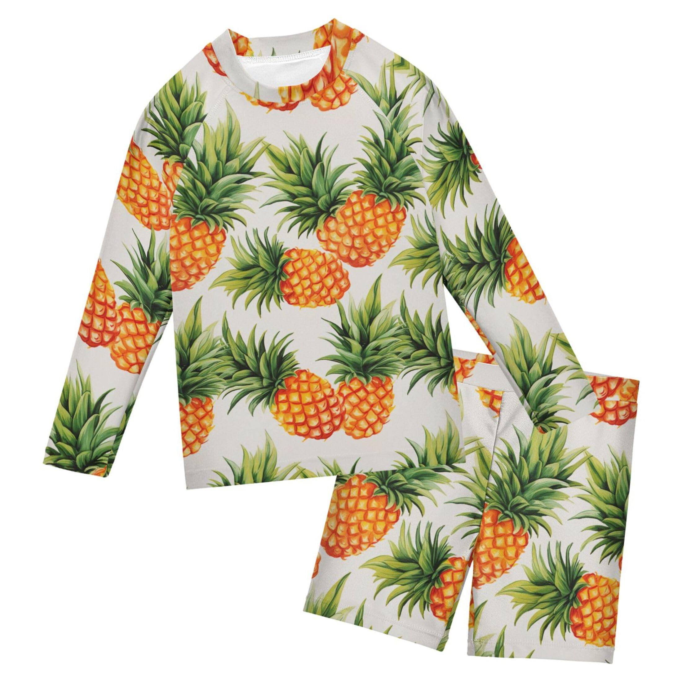 Pineapple Fruit Summer Baby Boys' Toddler Long Sleeved Rashguard Swim Bathing Suit Set B0403891