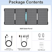 Vista 8 de 60W Portable Solar Panels Chargers with USB-C, USB-A and DC Outputs Foldable IP67 Waterproof Solar Panel for Camping,Power Emergency for Small Power