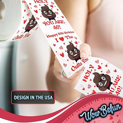 Miniatura 5 de Decoraciones o regalos de cumpleaños número 40 para mujeres, hombres, él y ella, recuerdos de fiesta de 40 cumpleaños, papel higiénico