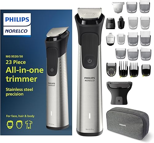 Philips Norelco Multi Groomer - Kit de aseo para hombre, 23 piezas, recortadora para barba, cabeza, cuerpo y cara, precisión de acero inoxidable. No