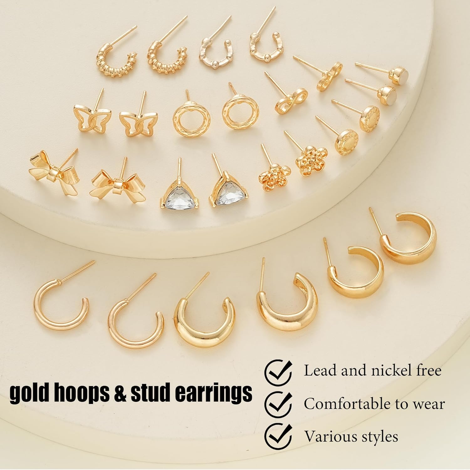 82 Pairs Gold Earrings for Women Trendy, Pearl Bow Small Hoop Stud Earrings Pack, Earring Set Multiple Piercing for Birthday Party Gift - Image 6