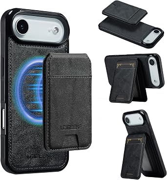 L3 2 in 1 Detachable Leather Wallet and Phone Cases Compatible with iPhone Air / 17 Air Case with Card Holder RFID Blocking, Compatible with Magsafe Charging 6.5 Kickstand Black, IP 17 Air