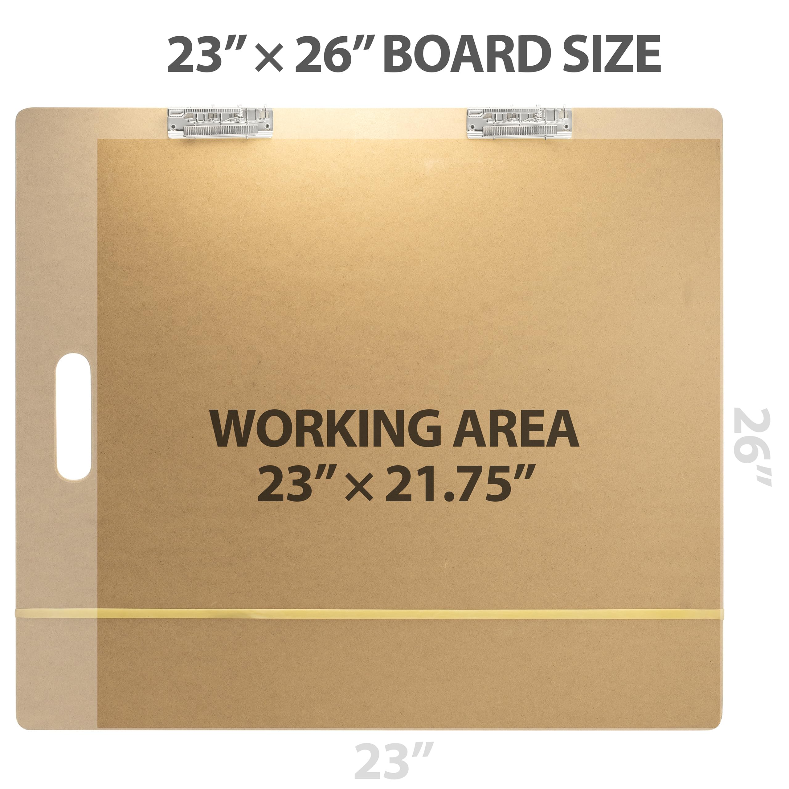 Officemate Tablero de bocetos de artista de 23 x 26 pulgadas con asa para dibujar arte, portapapeles de madera portátil para uso en clase, estudio o campo (83099)