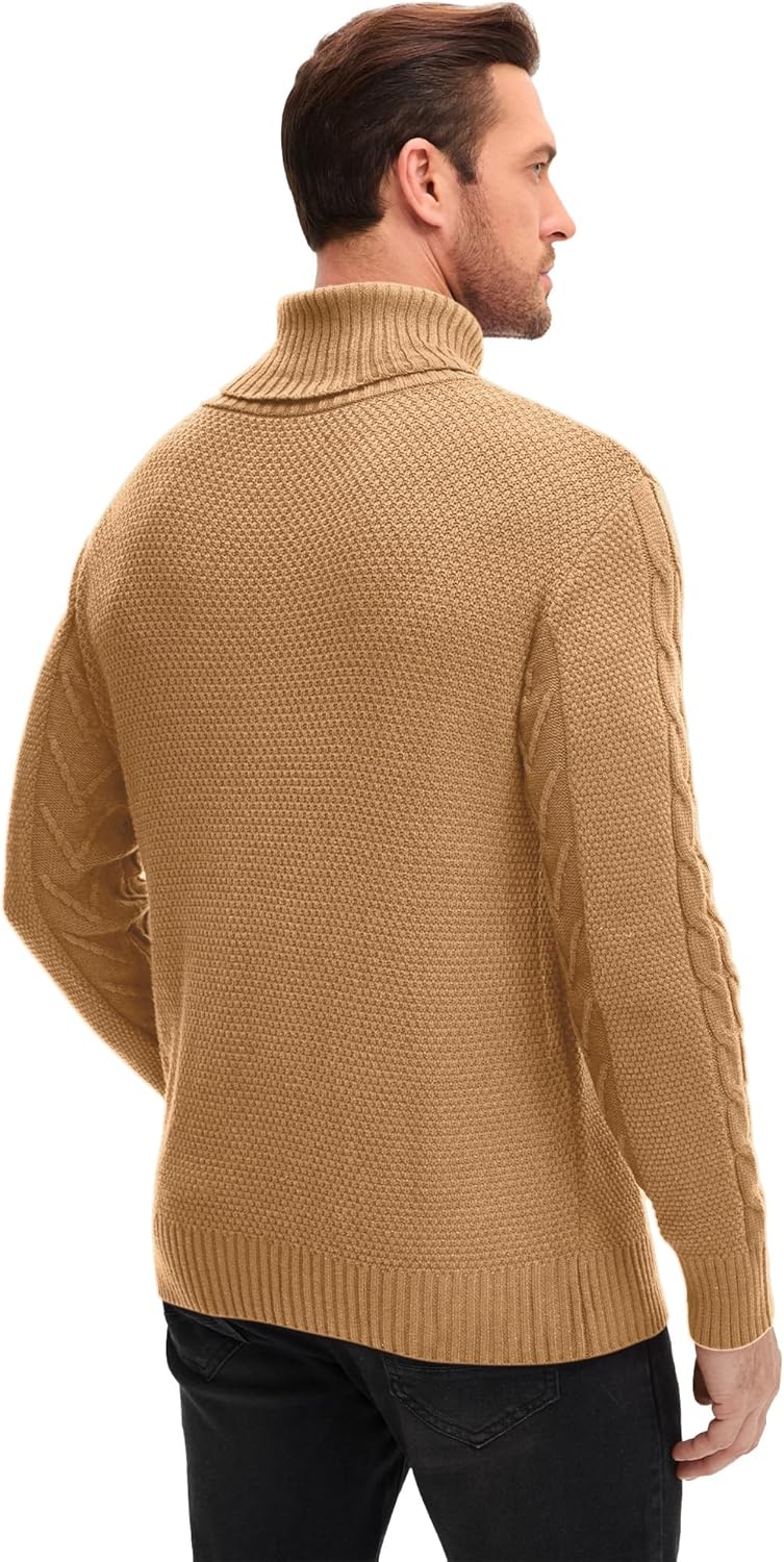 JEMLDL Men's Turtneck Pullover Sweaters Cable Knit Casual Pullover Sweater - Image 2