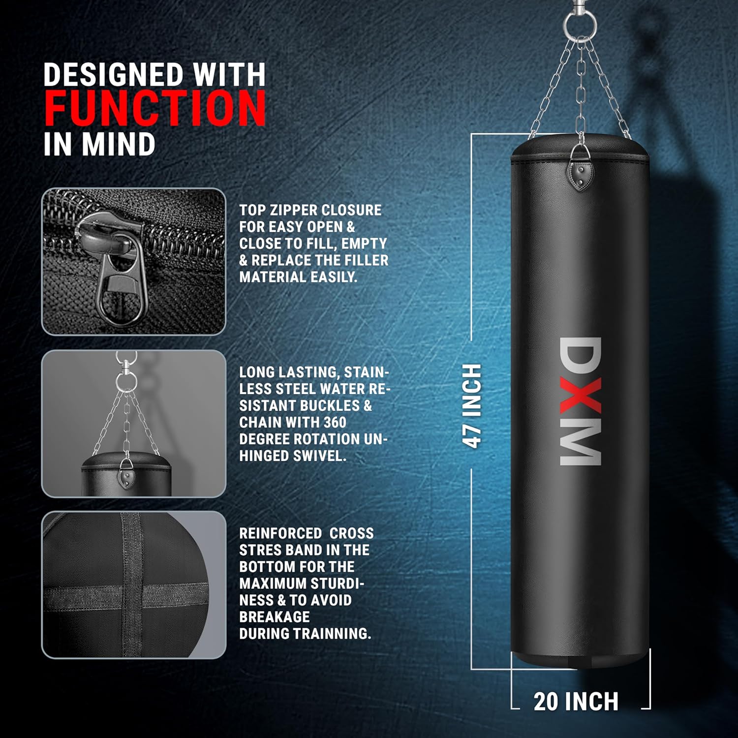 DXM SPORTS Punching Bag - Heavy Duty Training Partner for Boxing MMA Practice Punches Hooks Jabs Sports Equipment