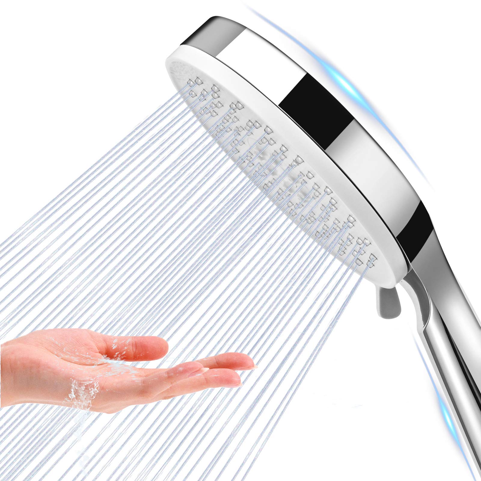Shower Head with Silicone Outlet, Silk Rain Design Handheld Shower Head 3 Mode, High Pressure Shower Heads, Universal Large Hand Showerhead Adjustable, Powerful Hand Showers Water Saving