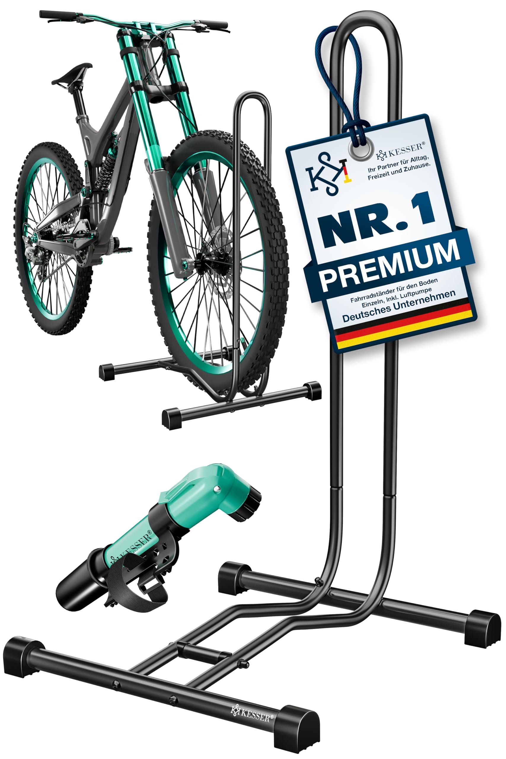KESSER® Supporto per bicicletta per mountain bike, e-bike, city bike, bici da corsa, mountain bike, supporto autoportante, larghezza pneumatici fino a 65 mm, supporto per il montaggio della