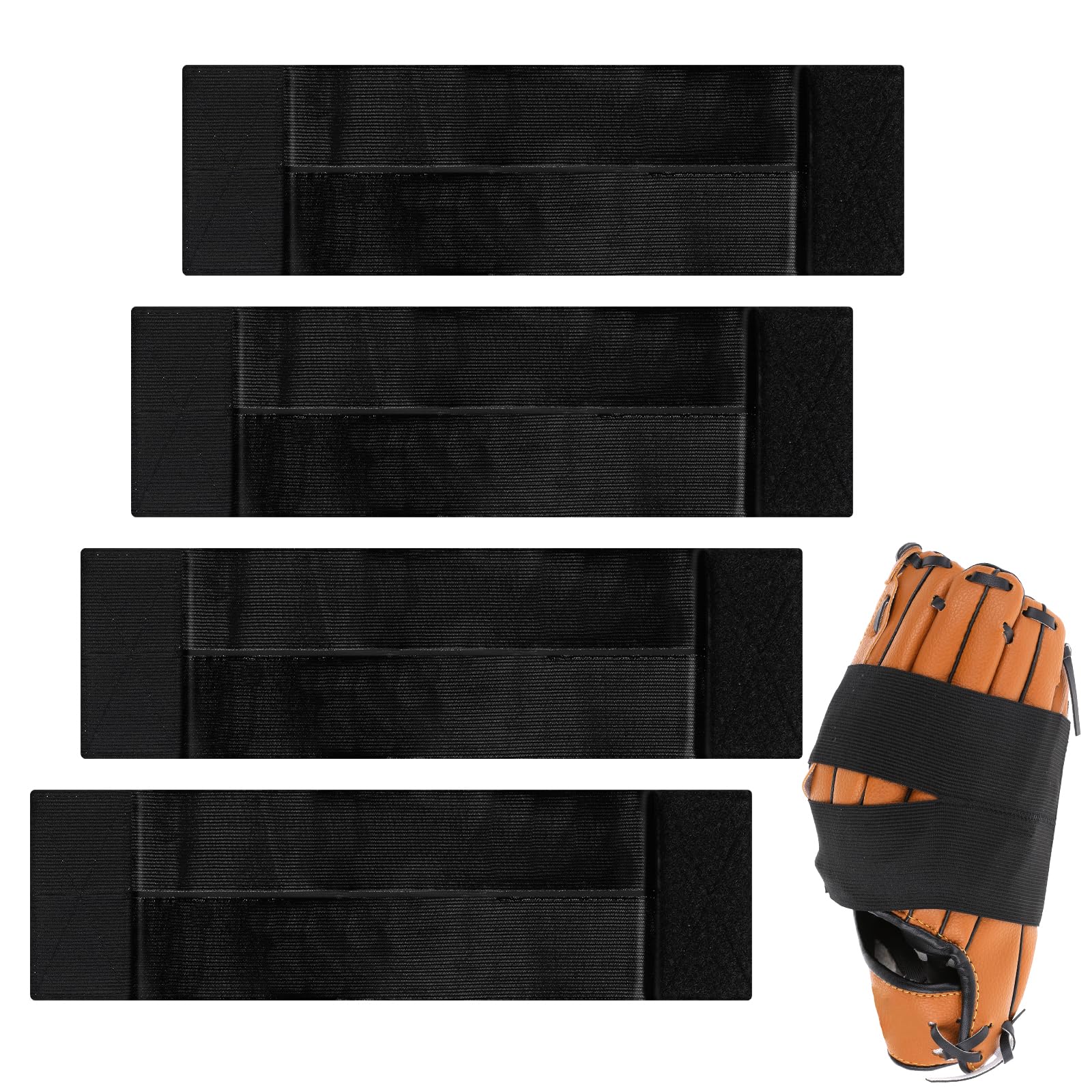 Glove Wrap Band, 4 PCS Baseball Glove Strap, Softball and Baseball Glove Strap Elastic Glove Wrap Softball Baseball Glove Accessories for Quickly Keep the Pocket Formed Fit All Gloves