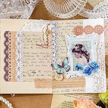 061カード小　フォト女の子　レース　コラージュ　ジャーナル素材　紙もの 518VxZWfKcL.jpg