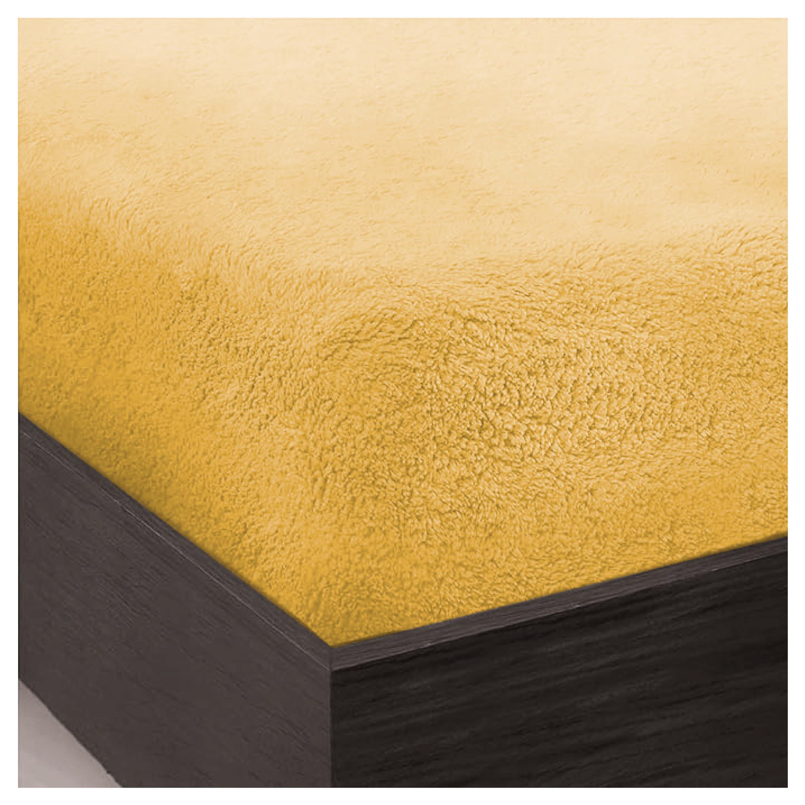 Ruby Deals Teddy Bear Fleece Fitted Bed Sheet No Pillowcases, Thermal Warm Super Soft Luxury Fluffy 30cm extra deep Ochre yellow Super king fitted sheets for bedroom