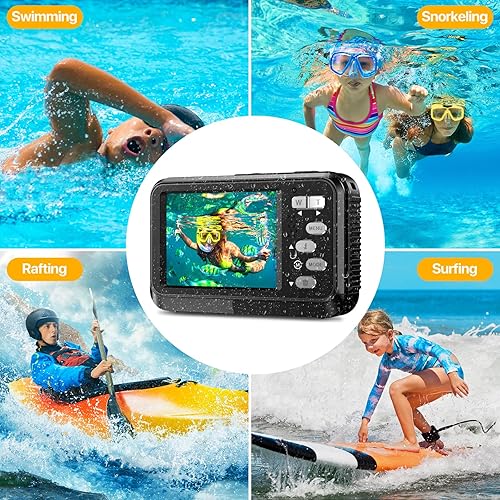 Miniatura 8 de Cámaras subacuáticas, cámara digital impermeable 4K de 48 MP, función de enfoque automático para selfie, pantallas duales con zoom digital de 16X,