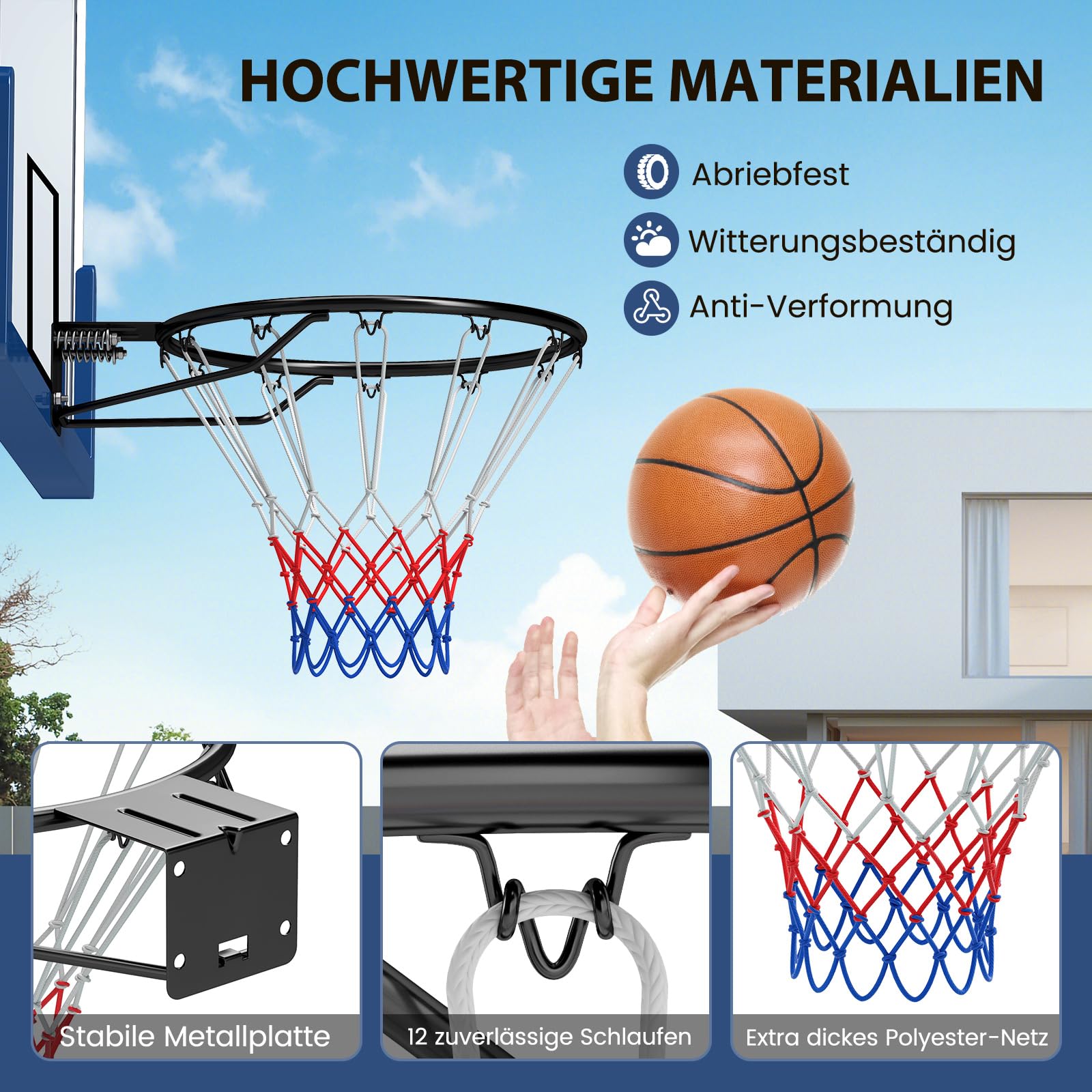 COSTWAY 45 cm basketbalkorf indoor, mini basketbalmand