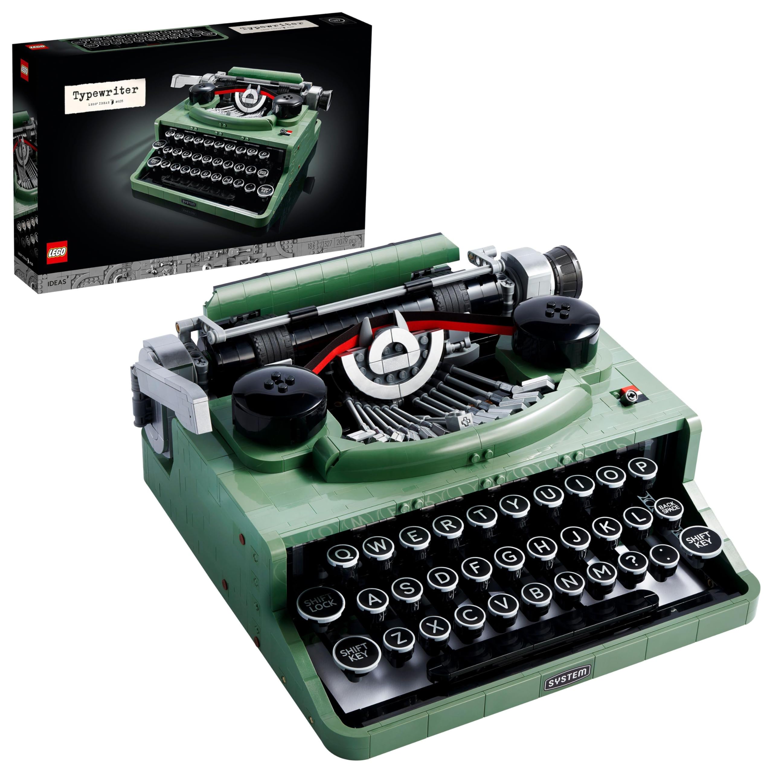 LEGO Ideas Maszyna do pisania 21327 — zestaw konstrukcyjny; 2079 elementów, świetny prezent dla osób lubiących pisać