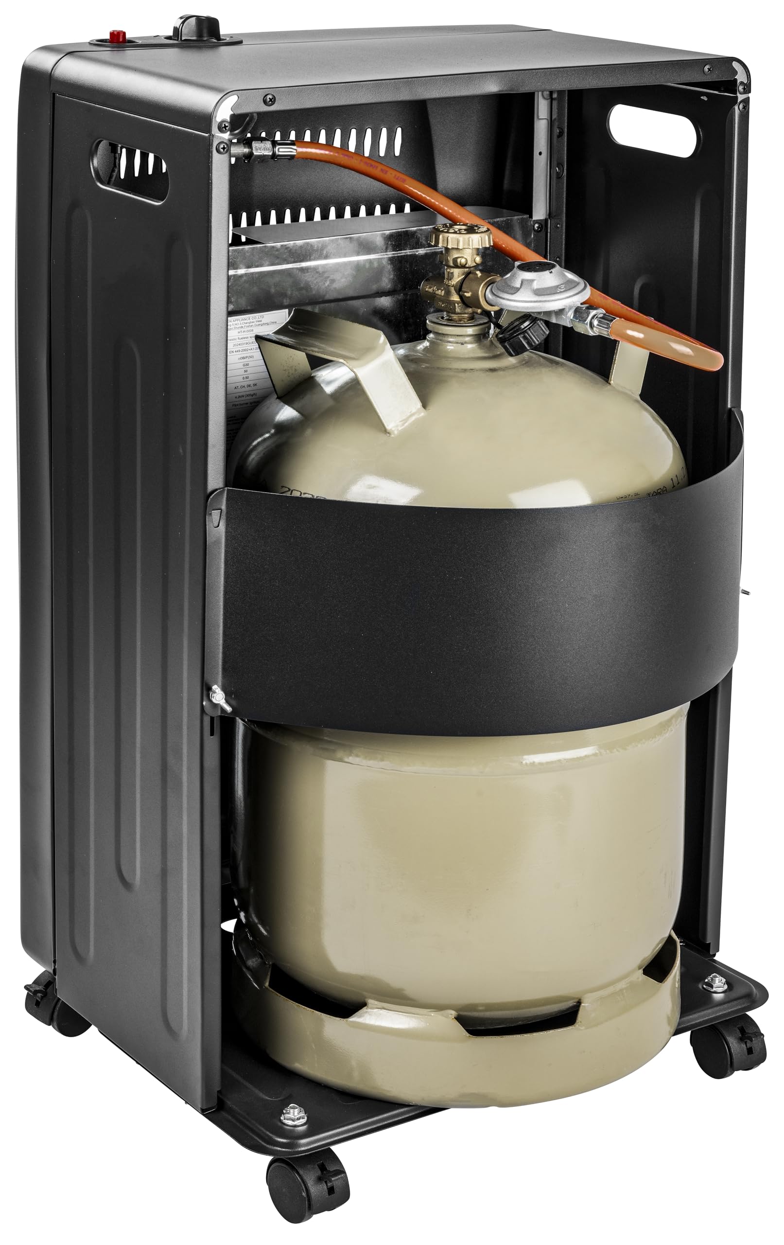 Güde Gasheizer GGH 4200 K (4200 W, 3 Heizstufen, Piezozündung, mobil einsetzbar, 50 mbar Arbeitsdruck, Keramik-Heizelemente, thermische Sicherung, 4 Feststellrollen, inkl. Gasschlauch und Druckregler)