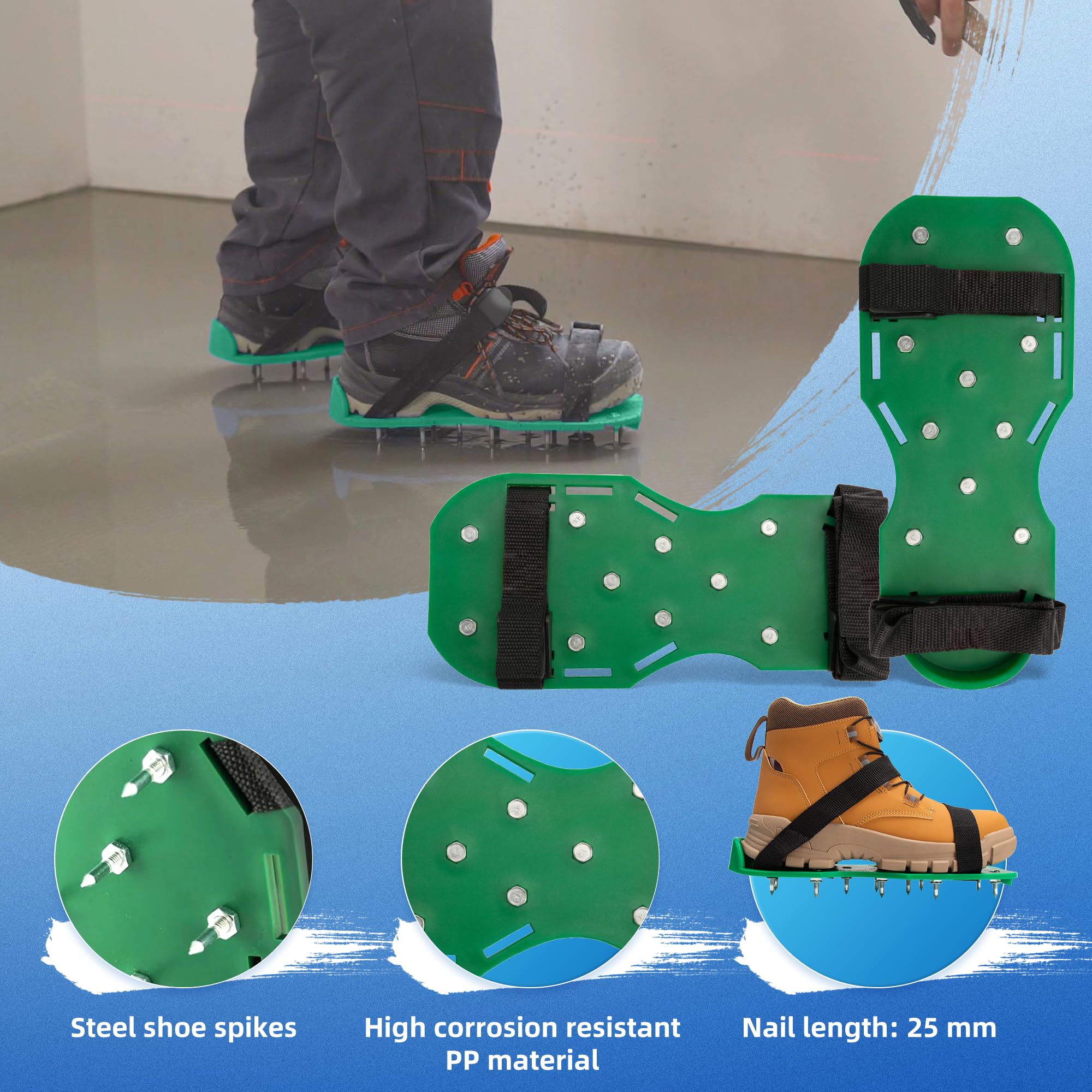 kit de Herramientas de Autonivelación de Cemento, Rodillo de Púas Autonivelante 23 cm 2 Rodillo Pintura 23 cm Puntas de Pisos Palo Telescopico Limpieza 1,5 m, Mortero Autonivelante