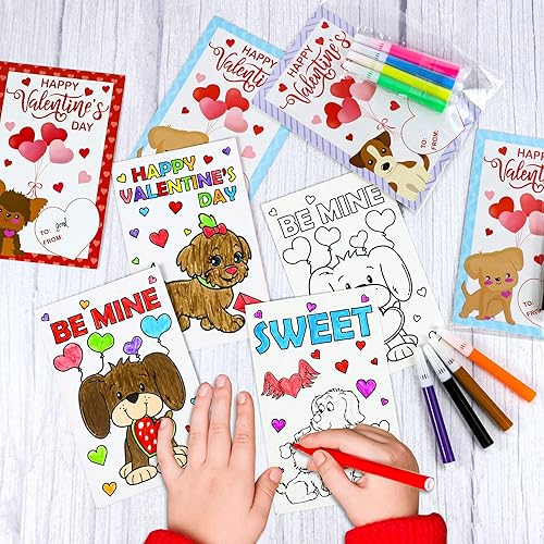 Miniatura 5 de Malhaii Tarjetas de San Valentín para niños paquete de 30 tarjetas para colorear bolígrafo colorido animales para niños tarjetas de San Valentín