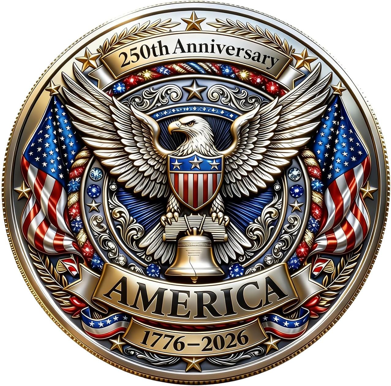 America 250th Anniversary Commemorative Coin,USA 250th Anniversary Coin Challenge,for Patriotism, History Lovers (250 Eagle)