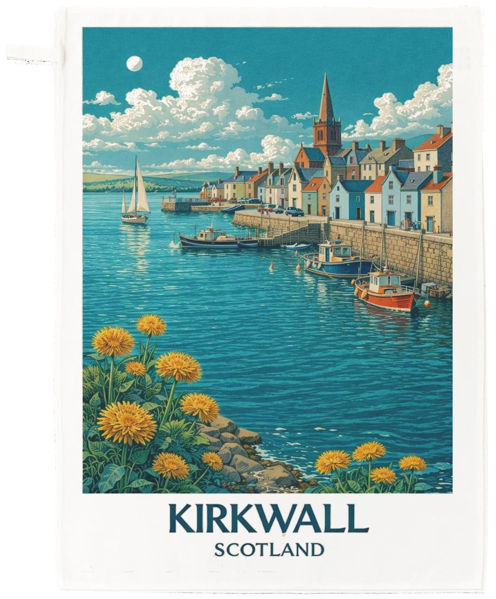 Half a Donkey Kirkwall Scotland Cotton Tea Towel – Colourful Harbour Design