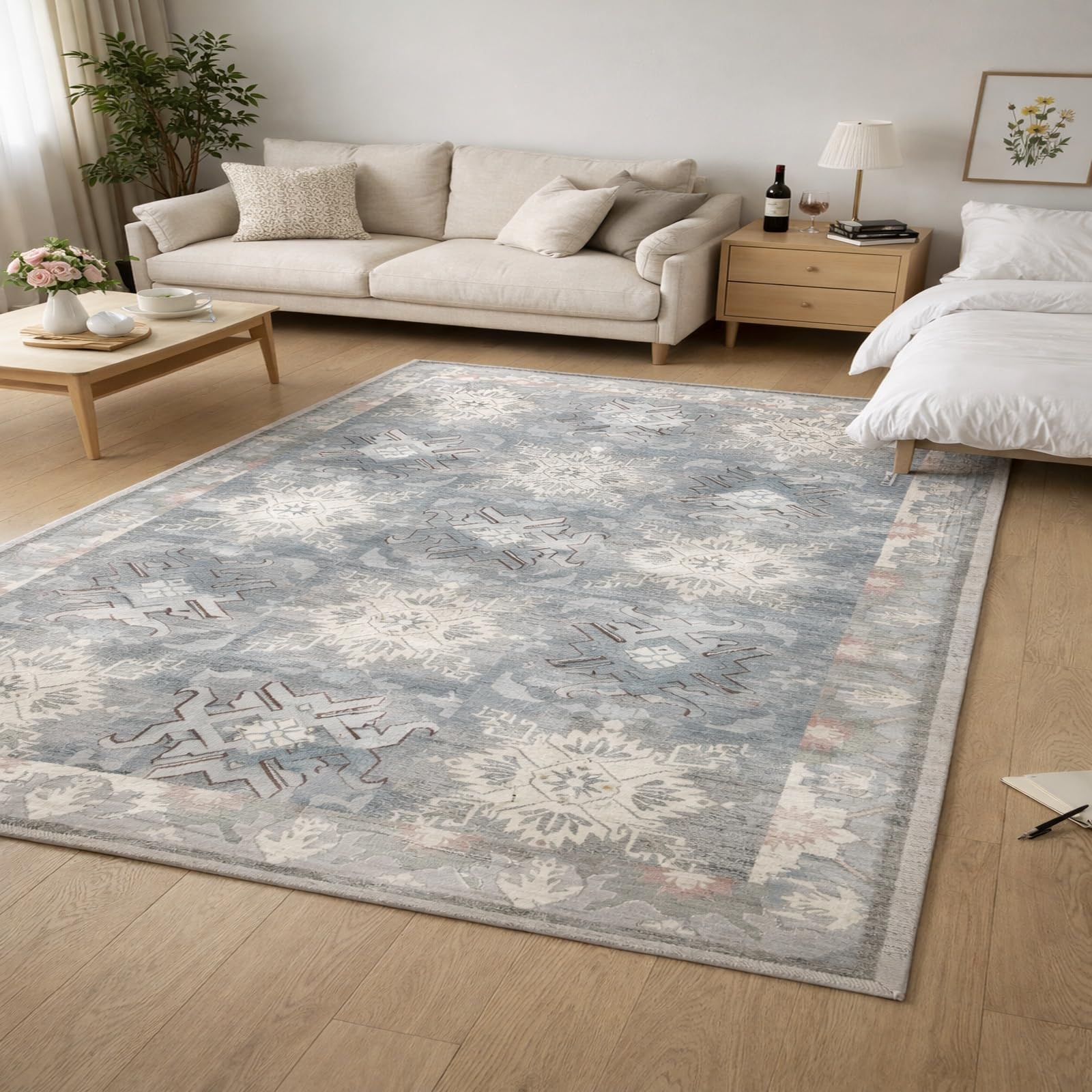 Alfombra de pelo corto gris 180x250 cm Rururug para sala de estar