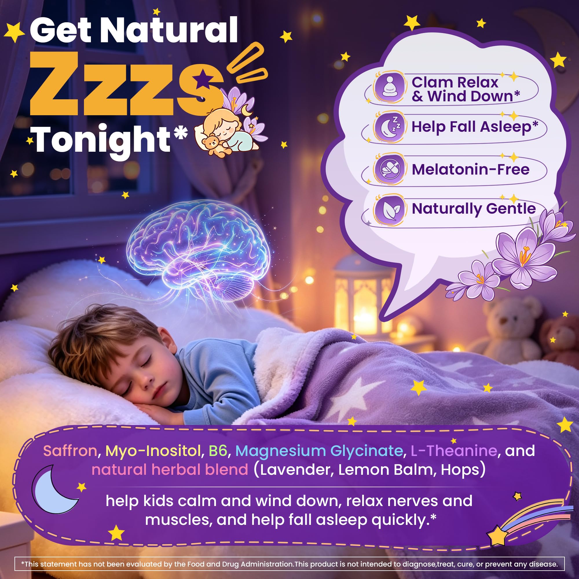 Saffron Teen Kids Sleep & Calm Focus Gummies + Magnesium Glycinate, Mood — Amazon image 5