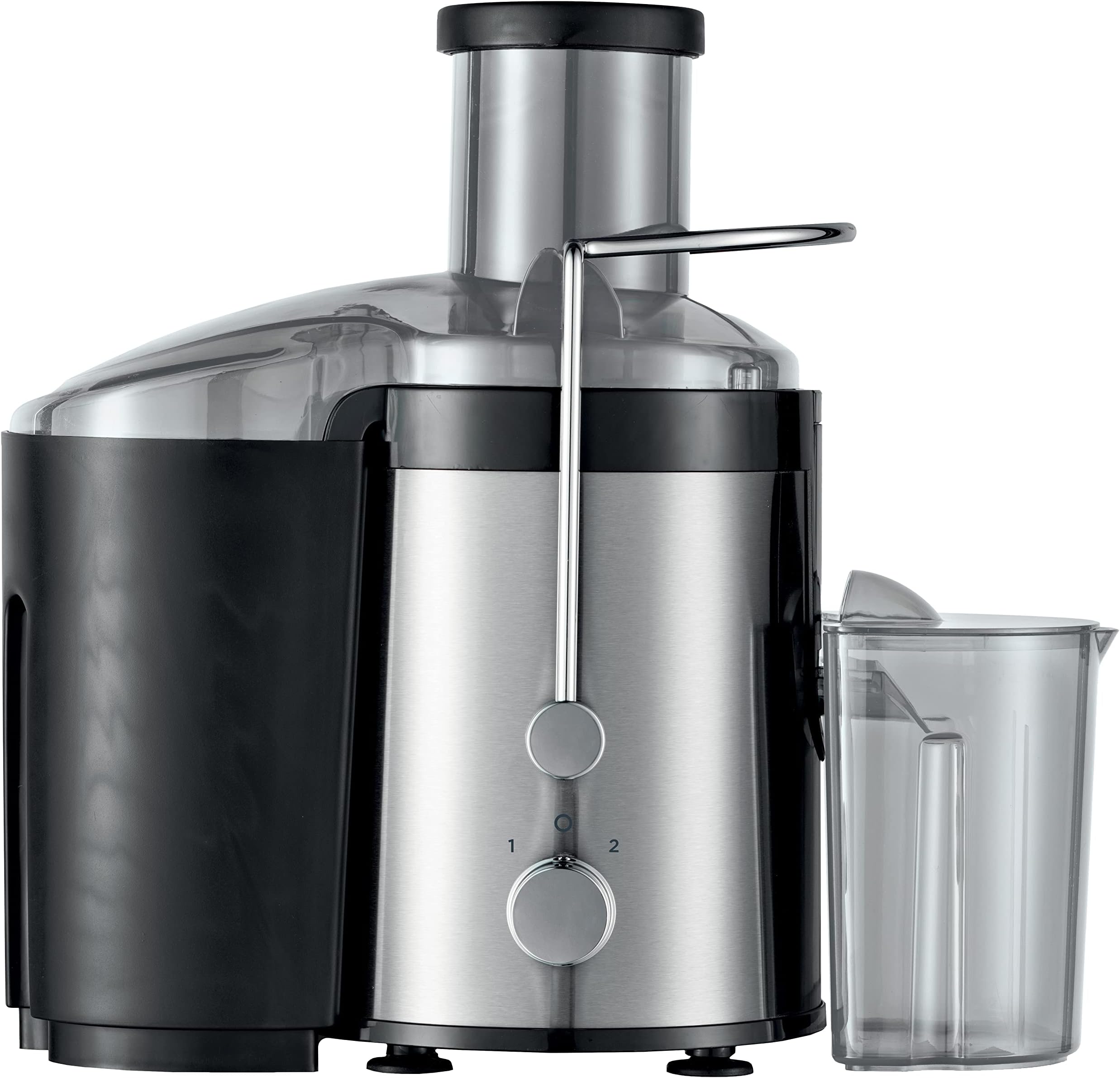 KENWOOD Juicer 300W Stainless Steel Juice Extractor with 65mm Wide Feed Tube,2 Speed, Transparent Juice Jug, Pulp Container, Anti Drip for Home, Office,Restaurant & Cafeteria JEM01.000BK Silver/Black