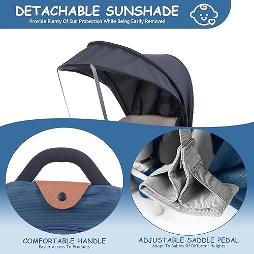 Miniatura 8 de Wipha Mochila transportadora para bebé, mochila de senderismo para niños pequeños con dosel, mochila transportadora de bebé ajustable y segura