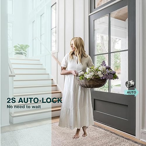 Miniatura 9 de Pomo de puerta con teclado y llave, cerradura de puerta de entrada sin llave, desbloqueo digital inteligente por contraseña, llavesretroceso USB,