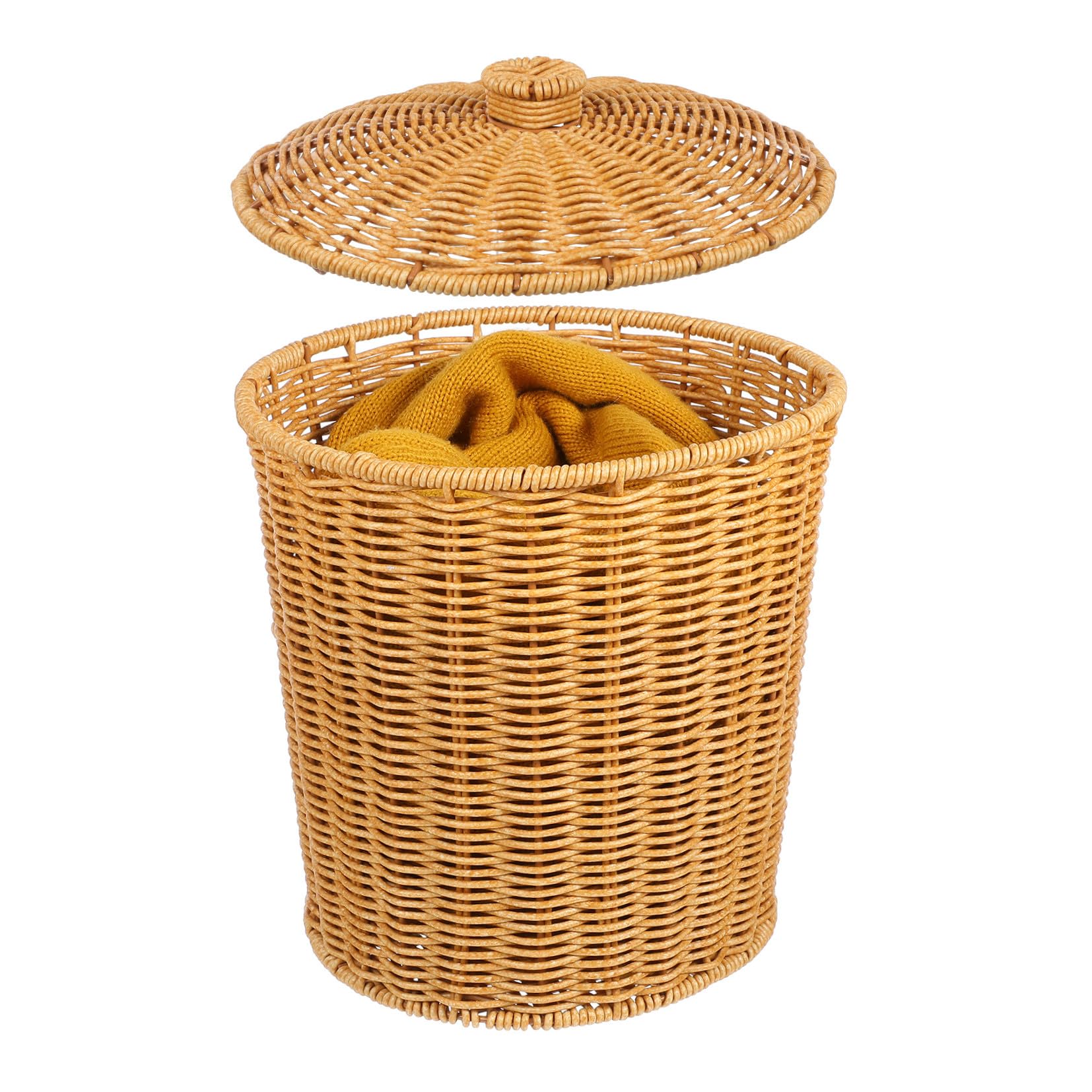 Panier à linge tissé SECFOU 28 cm avec couvercle élégant