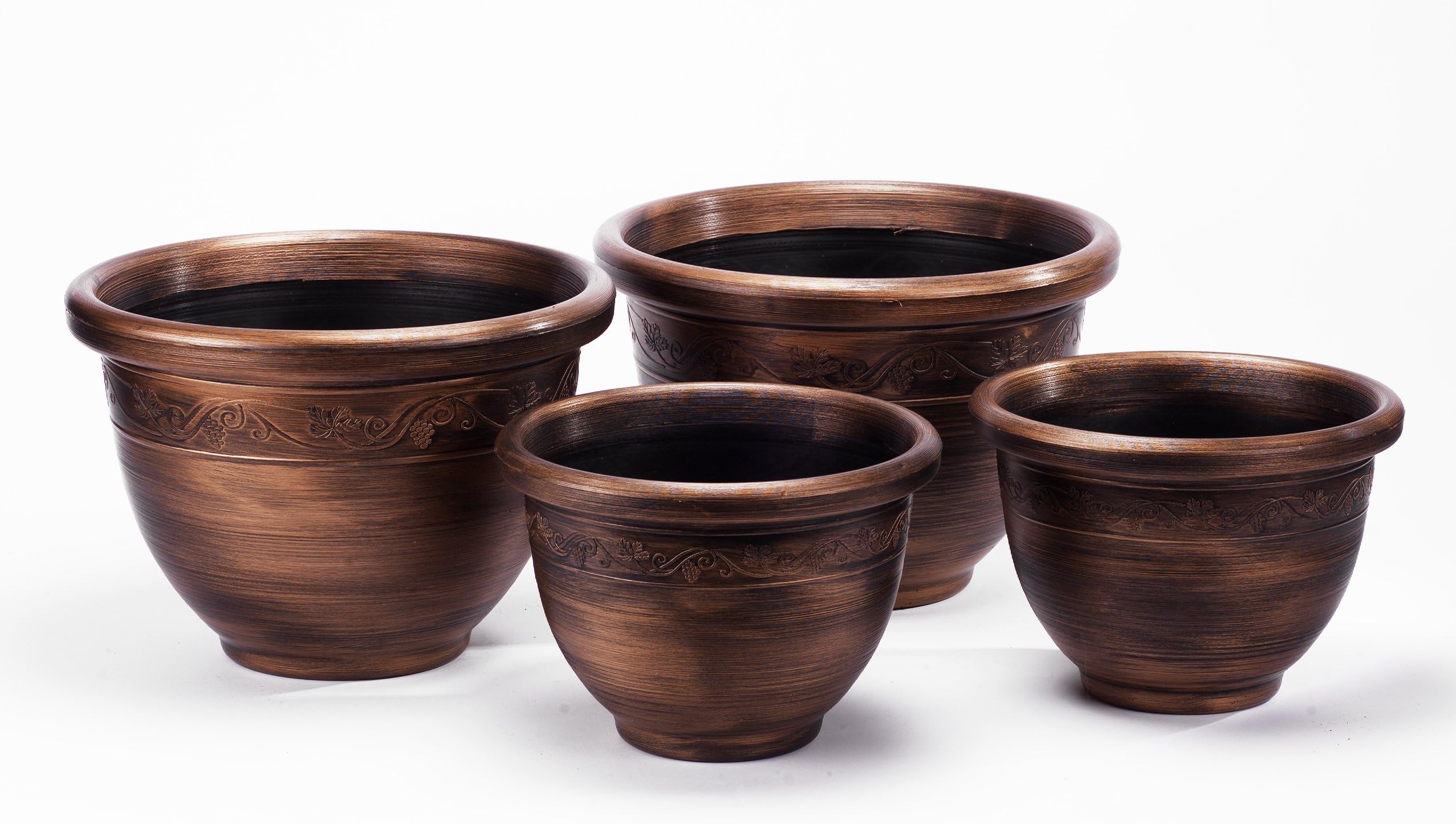 Gablemere Greenhurst Pack of Four Plastic Antique Bronze Effect Planters