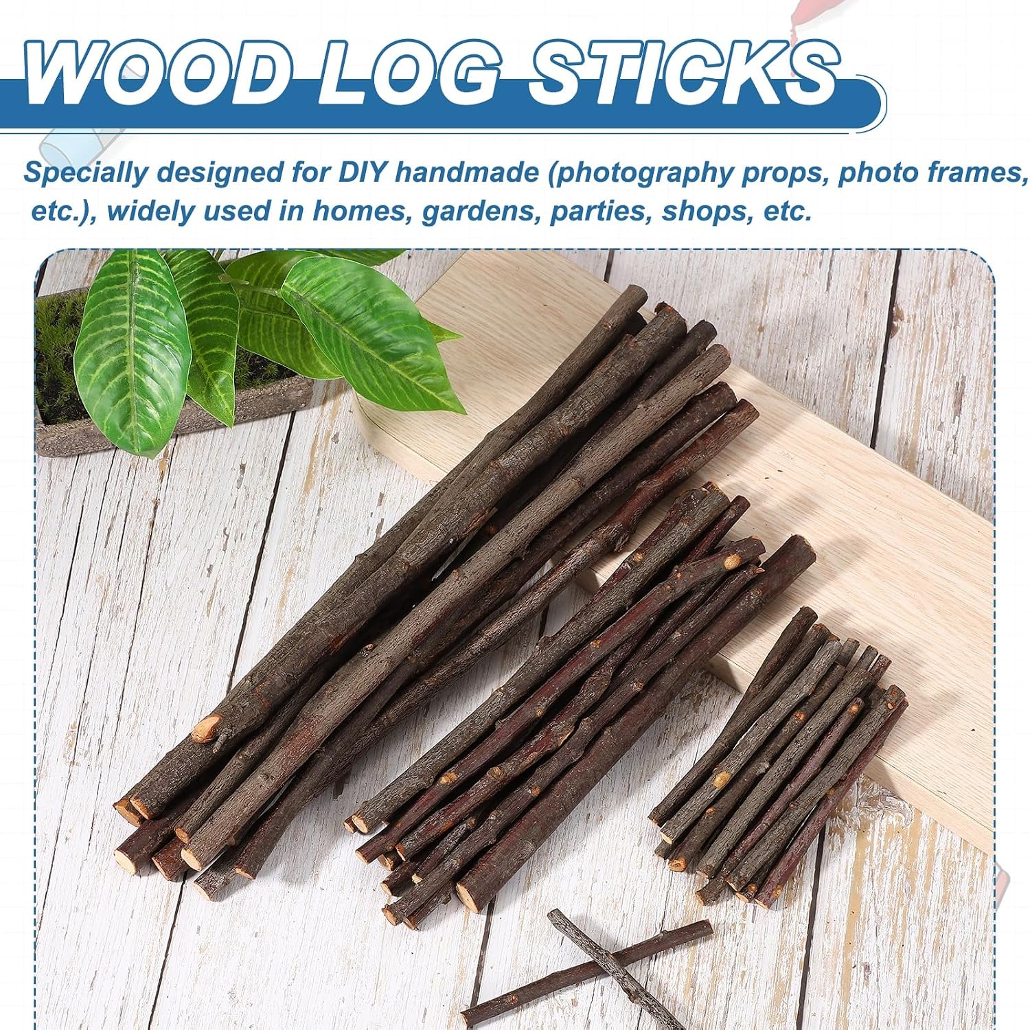 PATIKIL 50 Pcs 8inch Wood Log Sticks, 0.28-0.39inch in Diameter Natural Driftwood for Crafts Wooden Craft Sticks for DIY Crafting Photo Props Driftwood Decor, Peach Branch Wood