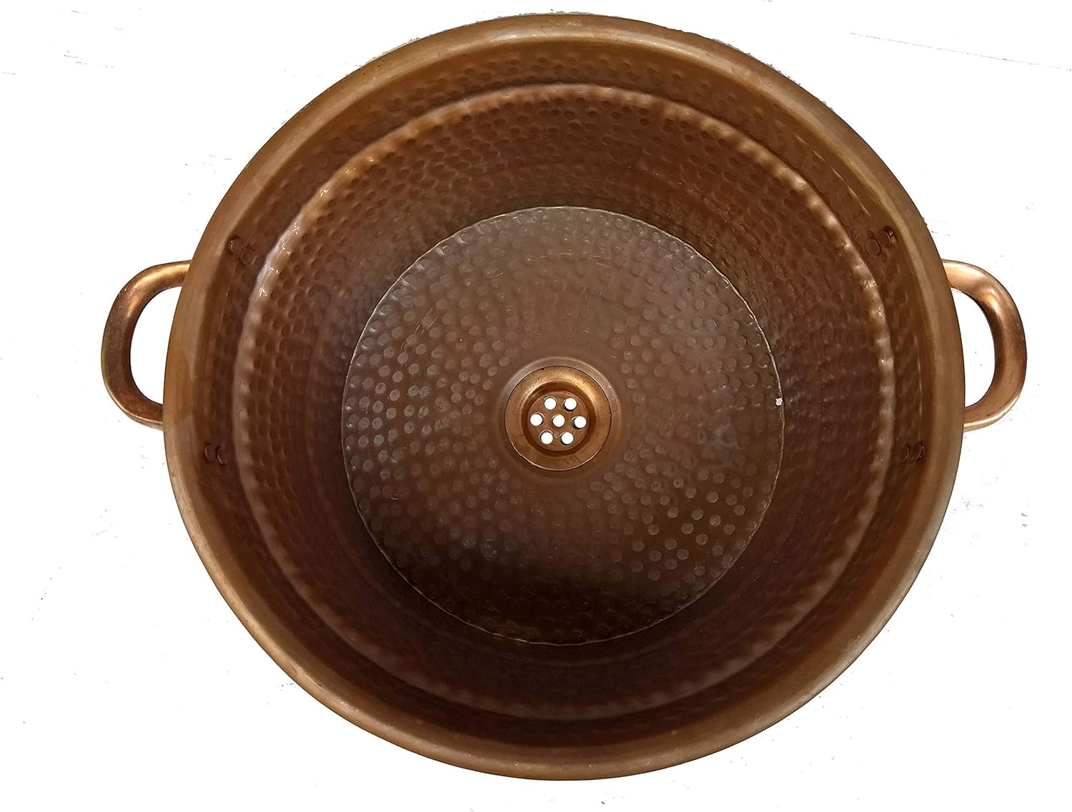 Fire Burned Vintage Patina Rustic Vessel Copper Bathroom Side Handles Sink