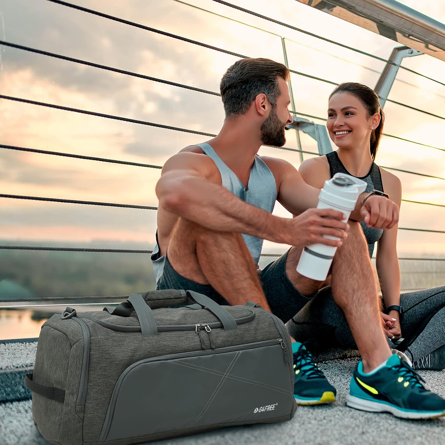 G4Free 45L/60L 3-Way Duffle Backpack Gym Bag with Wet Pocket & Shoes Compartment Sports Travel Weekender Overnight Duffel Bag - Image 9