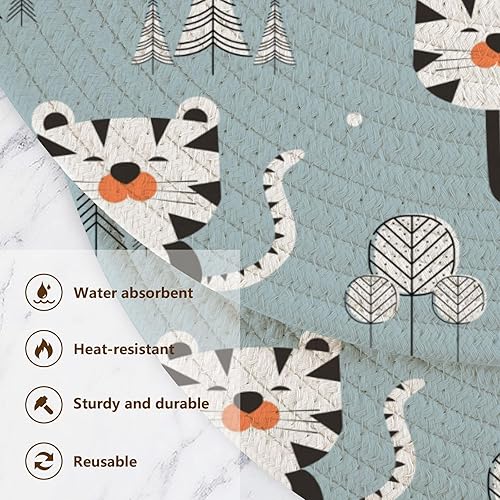 Miniatura 3 de 3 piezas de salvamanteles para platos calientes de 15 pulgadas, tejido de hilo de algodón, soportes para ollas calientes para estufa, cocina,