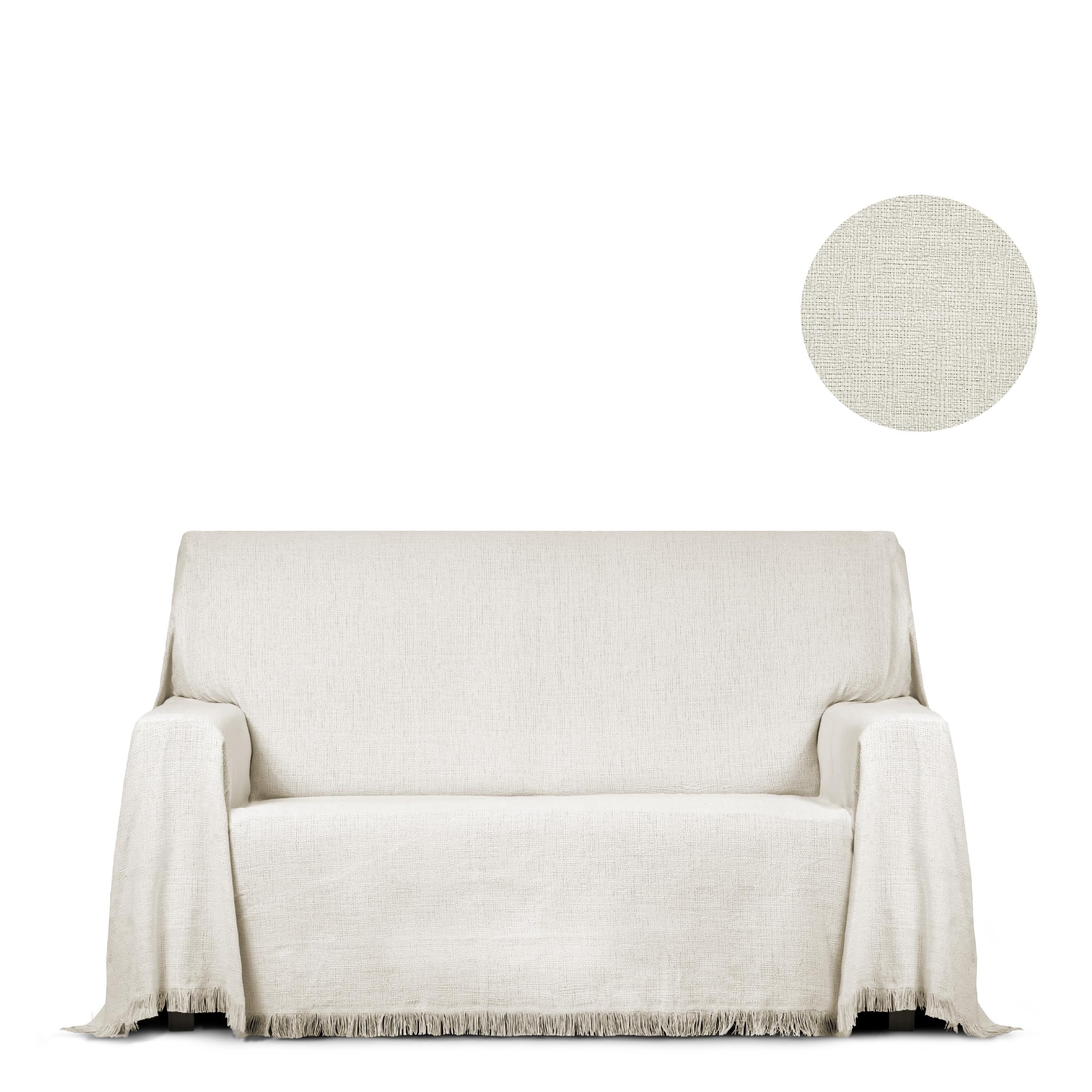 ECOMMERC3 | Plaid Multiusos Riviera 300x260 cm para Sofá y Cama - Cubrecama Algodón Color Crudo - Colcha Decorativa Fabricada en España