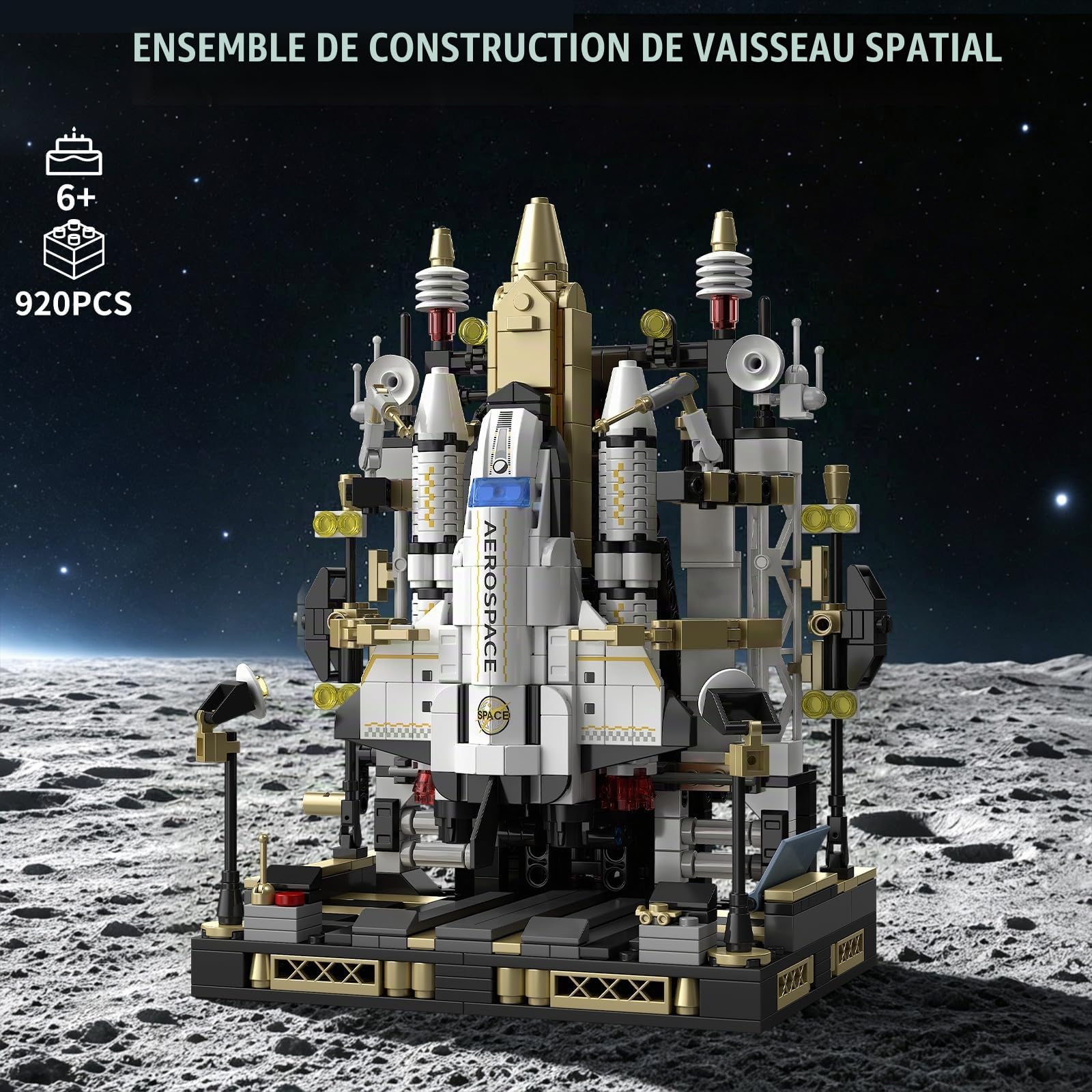 TYCOLE Navette Spatiale en Briques avec Base de Lancement, 920 Pièces