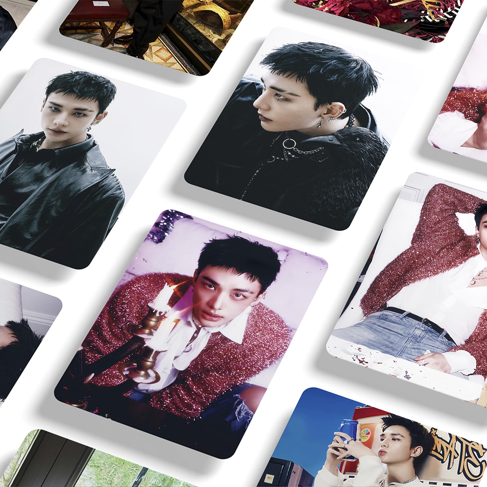Fotocard dei Stray Kids 127 pezzi, set di foto per l'album DO IT, merchandise dei Stray Kids, 55 pezzi di fotocard e 72 pezzi di adesivi, regalo per STAY, set regalo per i Stray Kids (HYUNJIN)
