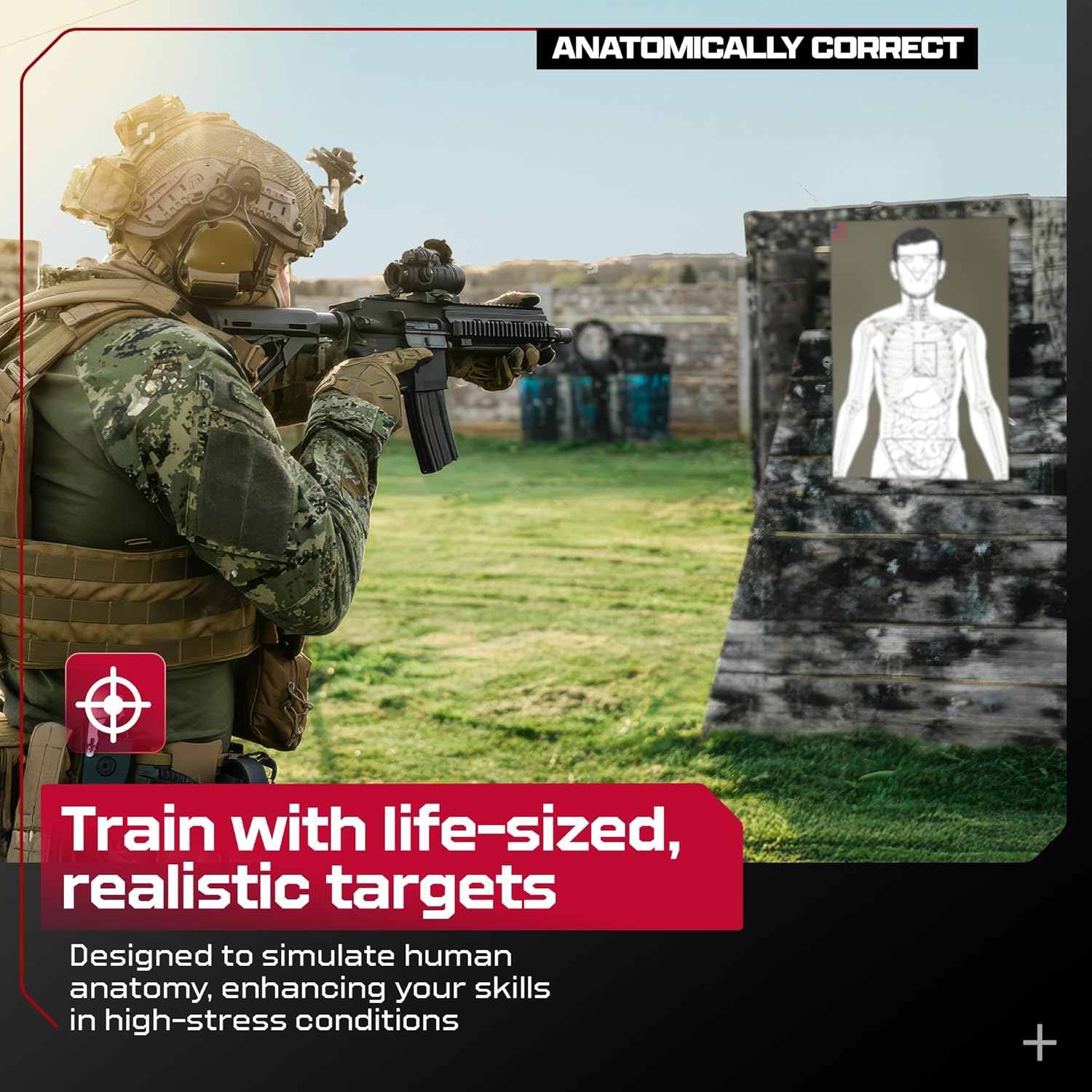 25 Anatomic Life Size Silhouette Targets for Shooting Range, Firearm Target for Pistol, Rifle, Pellet, BB, Airsoft, and Handguns, 80 lb. Gloss Paper, 24” x 36”