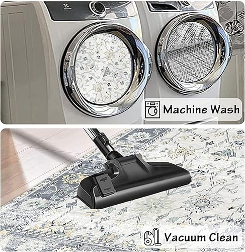Vista 7 de Alfombra bohemia de 1 pies 8 pulgadas x 5 pies, lavable, antideslizante, alfombra suave para interiores para cocina, lavandería, dormitorio, estilo 6