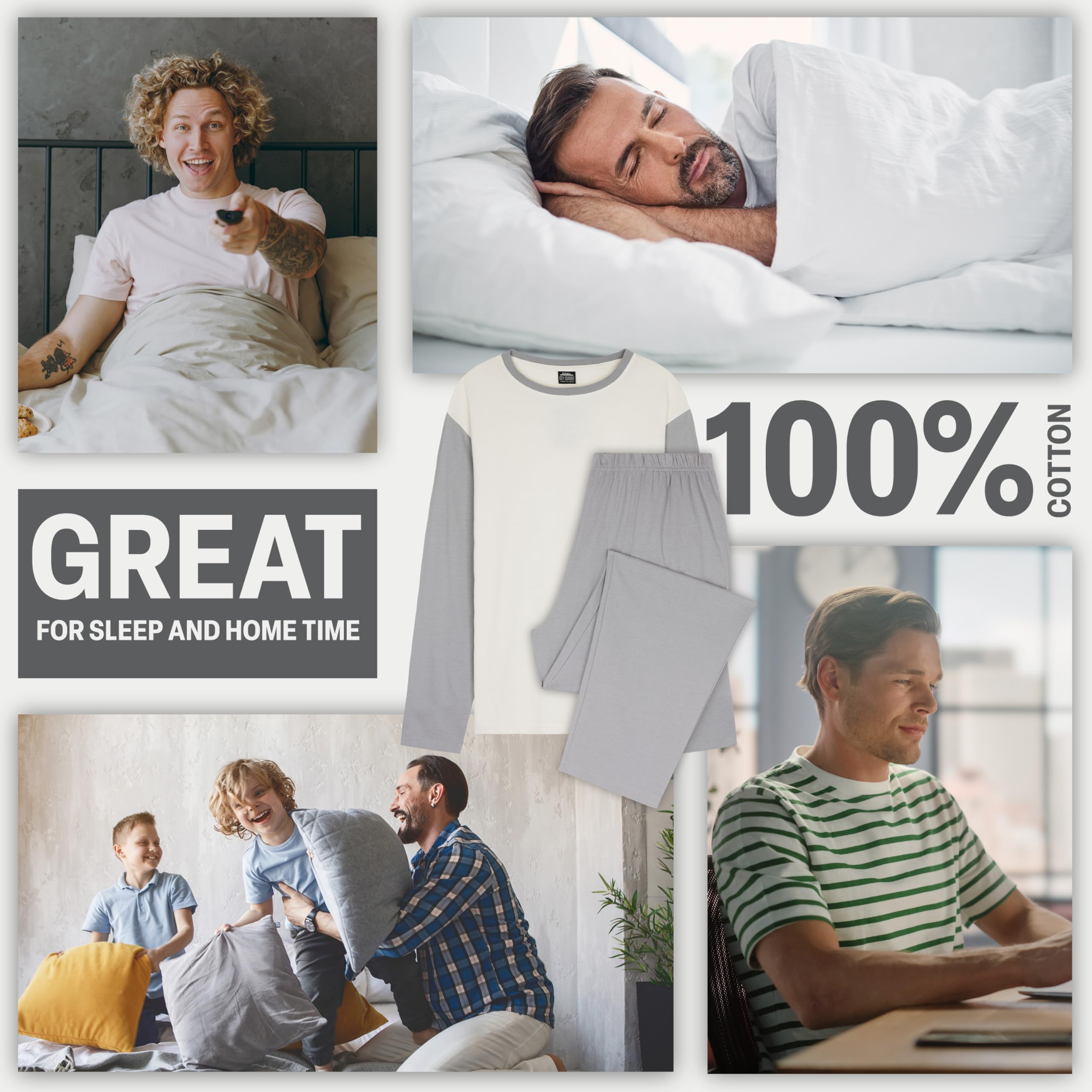 CityComfort Lungo Pigiama Uomo Set, Adulti Adolescenti Morbido 2 Pezzi Pigiama Caldo