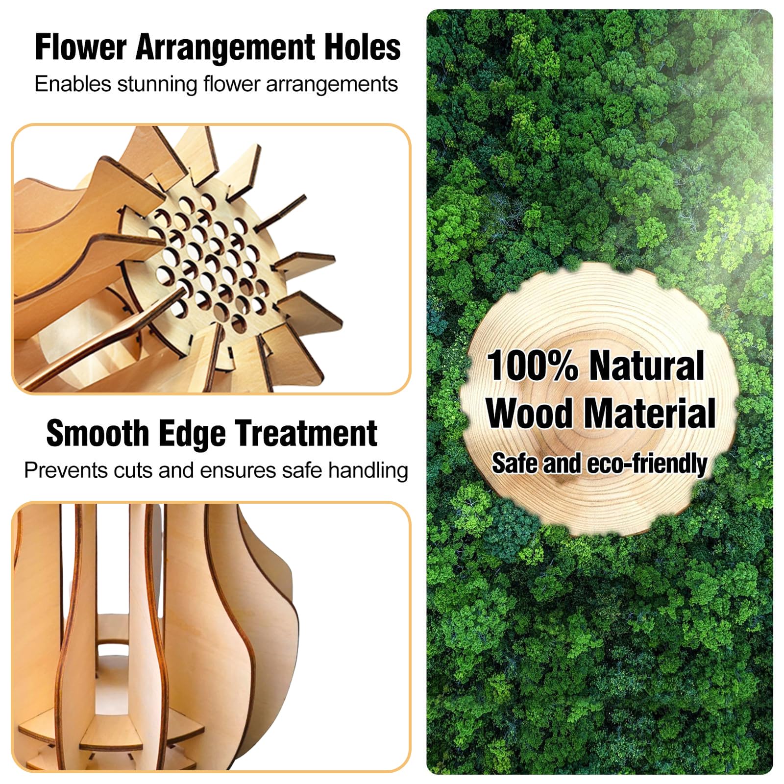 FloralGrace Wooden Puzzle Vase for Flowers Ideal for Home and Office Decoration Flower Lover's Wooden Stand for Roses Cherry Blossoms - Image 3